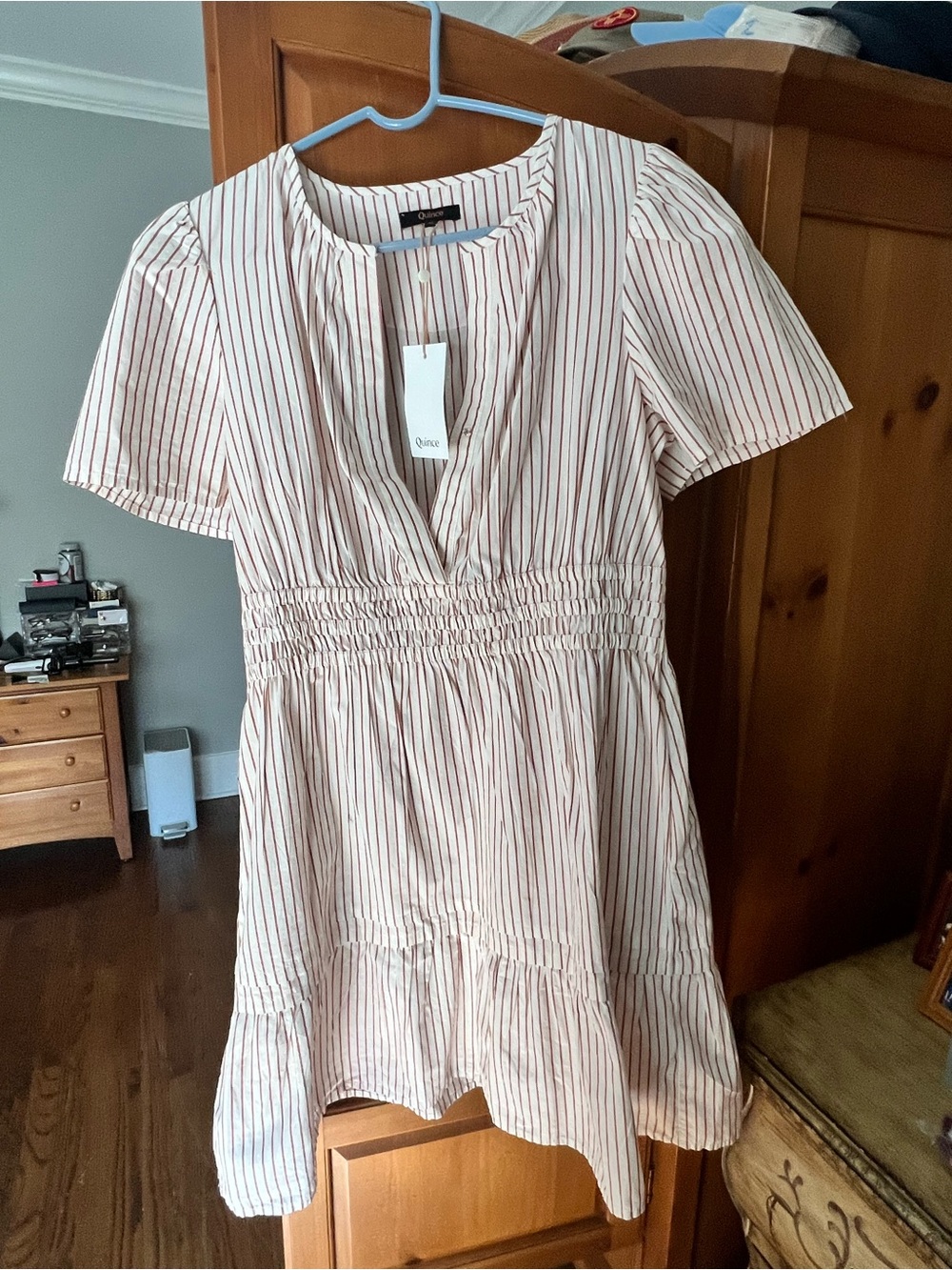 New with tags Quince 100% Organic Cotton Poplin Tiered Mini Dress. - Picture 3 of 4